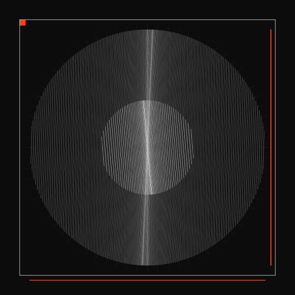 Moiré interference from two slowly rotating angular grids
