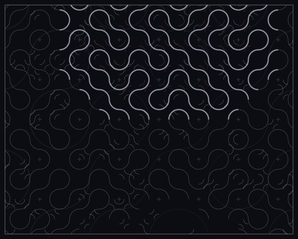 Truchet tiles arranged with multi-layer transparency effects