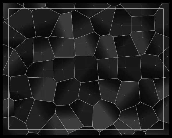 Voronoi tessellation with gradient color transitions between cells