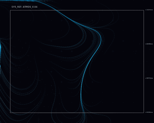 Perlin noise flow field with particle trails creating organic movement