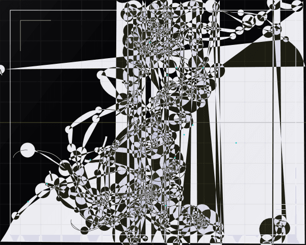 Reaction-diffusion pattern rendered in stark black and white