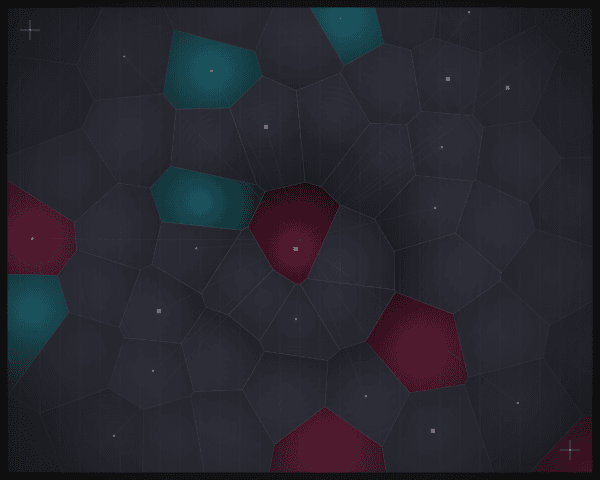 Voronoi tessellation with gradient color transitions between cells