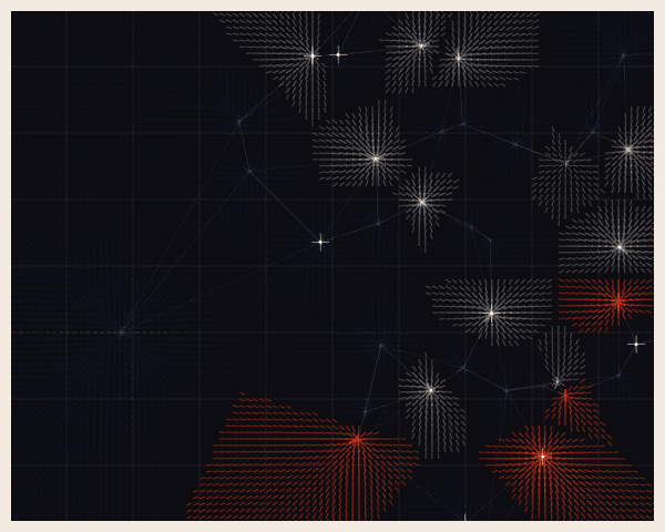 Voronoi tessellation with gradient color transitions between cells