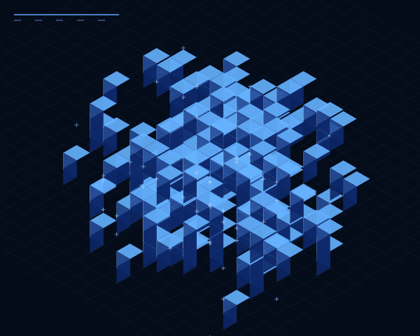 Isometric crystal lattice structure with simulated depth and shadows
