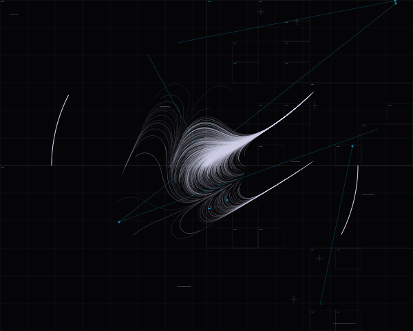 Perlin noise flow field with particle trails creating organic movement