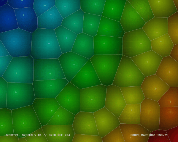 Voronoi tessellation with gradient color transitions between cells